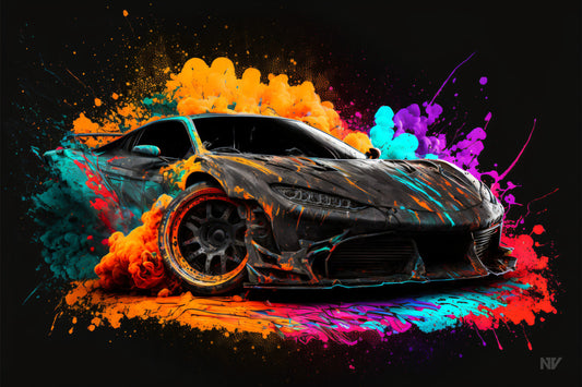 Neon Graffiti Sport Car (spectralisme et art du graffiti)