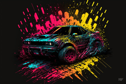 Neon Graffiti Muscle | Rally Car (Spectralism and Graffiti art)