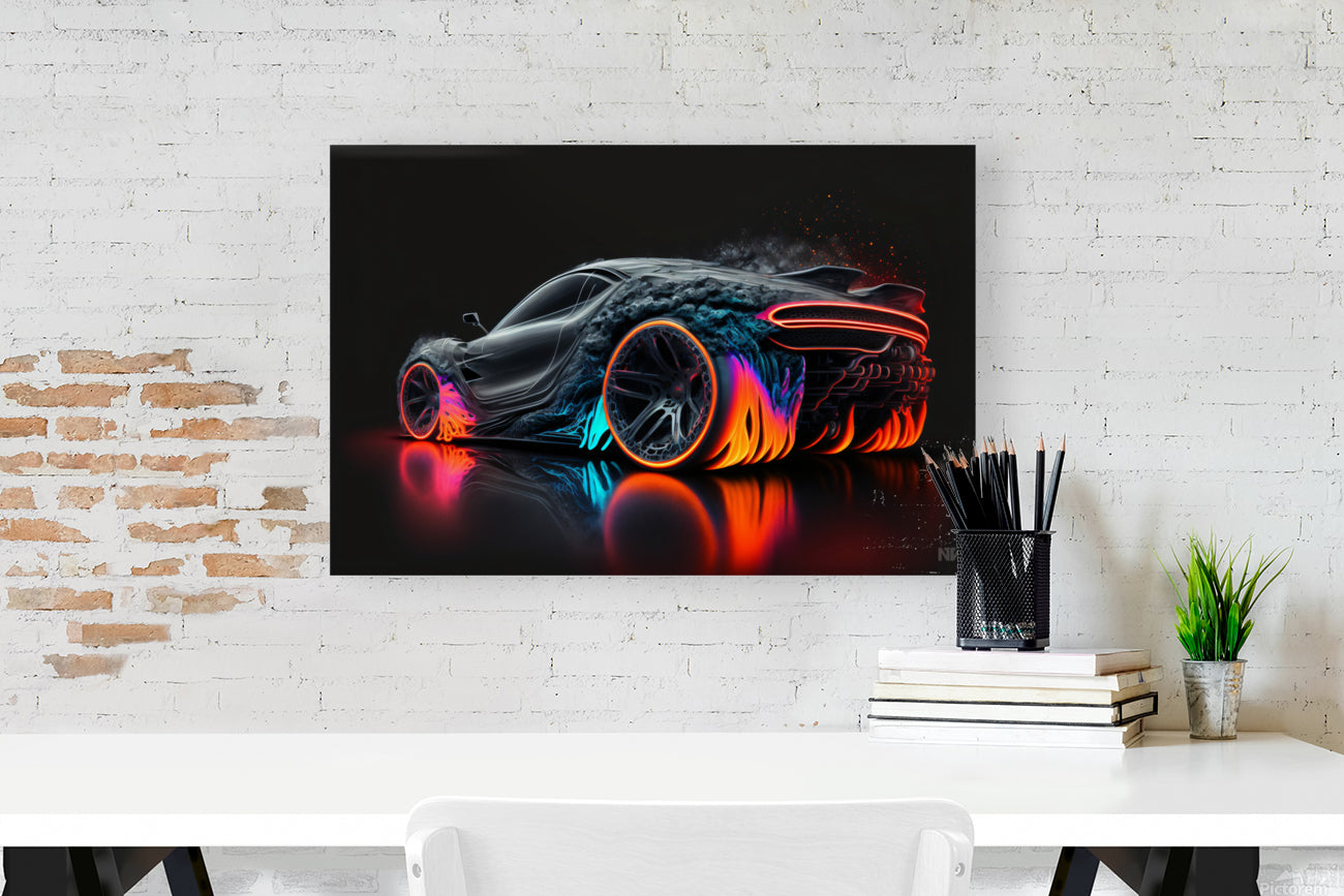 Neon Graffiti Muscle Car (Spectralism and Graffiti art)